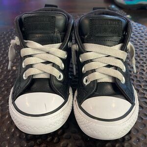 Black Leather Chuck Taylor All Stars Size 11 Toddler